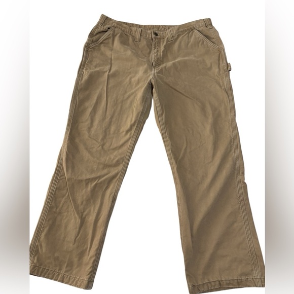 Carhartt Relaxed Fit Flannel Lined Work Pants Khaki 40x30 Carpenter Utility - Picture 9 of 10